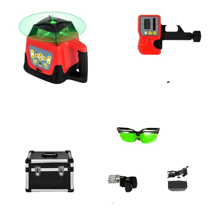 Nivel laser rotativ, verde, functie de auto-nivelare, control de la distanta, 500m, 3.41x5.41ft
