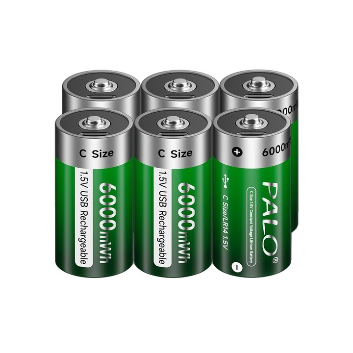 Set 6 Baterii Reincarcabile, 6000mWh, Conector Tip-C