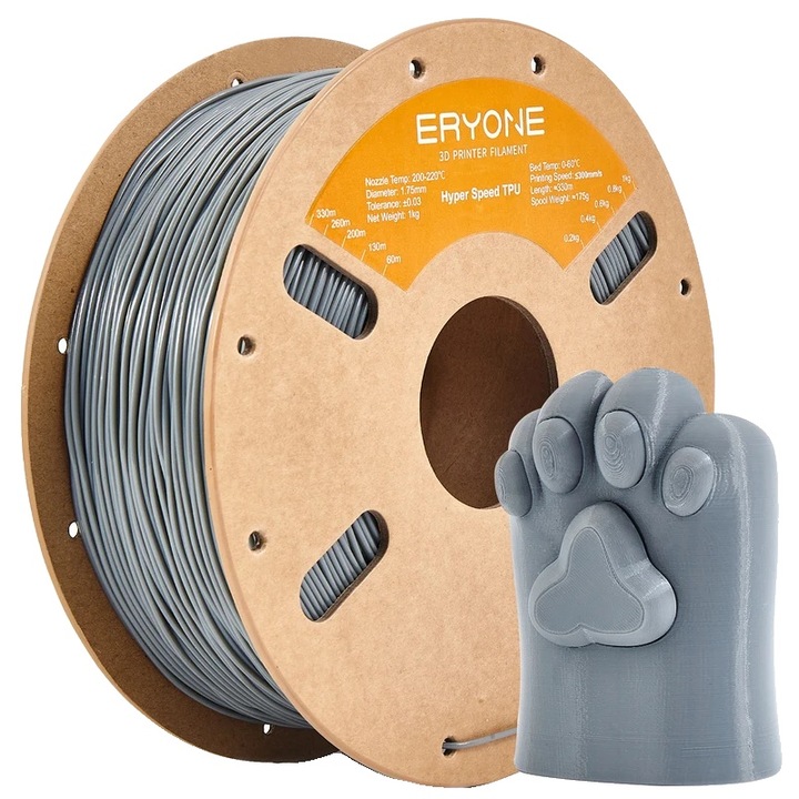 Filament 3D, TPU, nagy teljesítményű, szürke, 1.75mm, 1KG