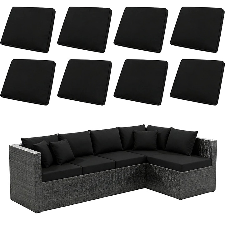 Fete de perna, negru, set de 8 buc, impermeabil, usor de intretinut