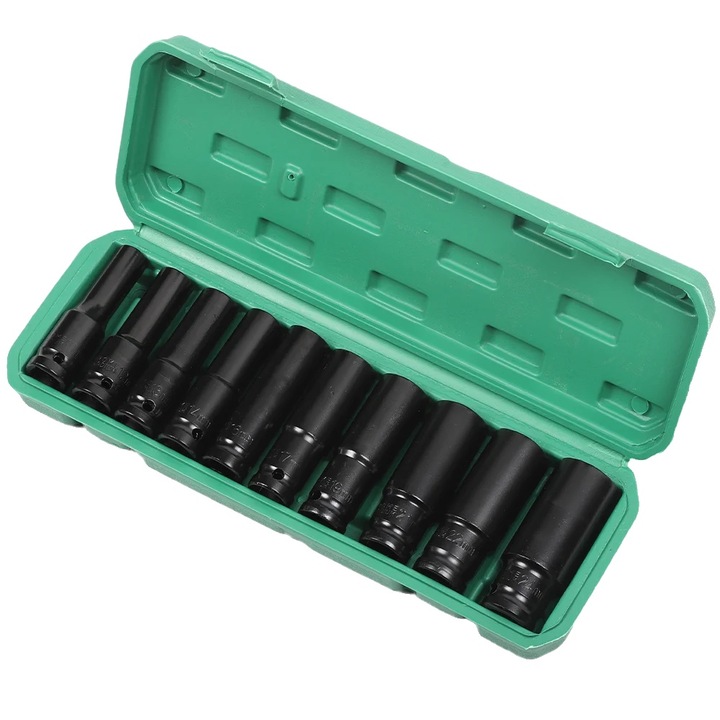 Set de chei cu impact, design telescopic ajustabil, otel carbon de inalta duritate, verde