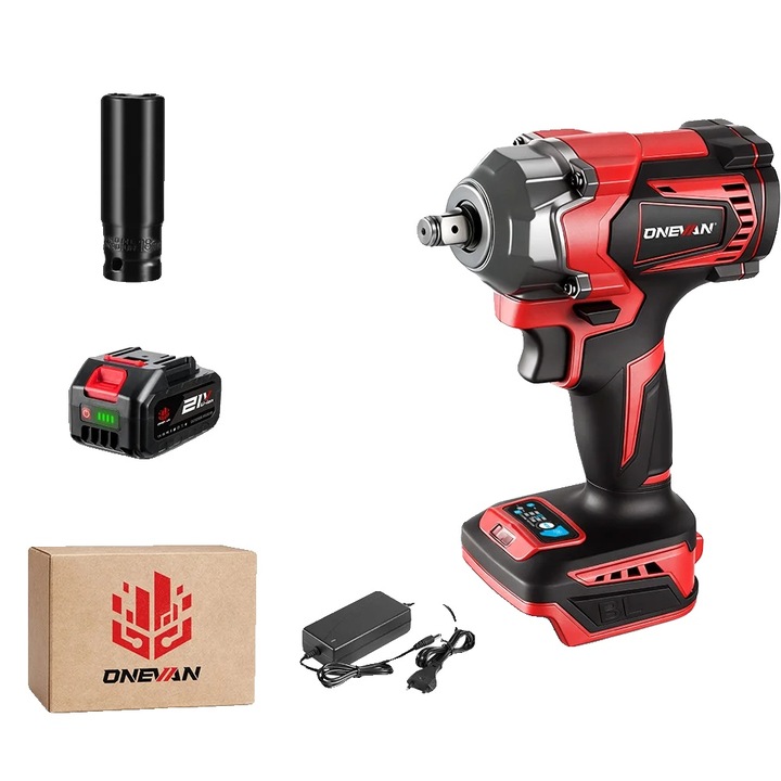 Cheie de impact electrica, 1200NM, fara fir, 8 viteze, albastra, 1 baterie 1EU Plug