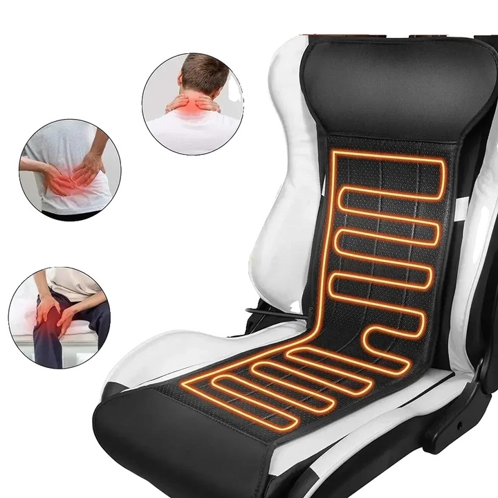 Incalzitor pentru scaun auto, piele, compatibilitate 12V, putere 76-100W