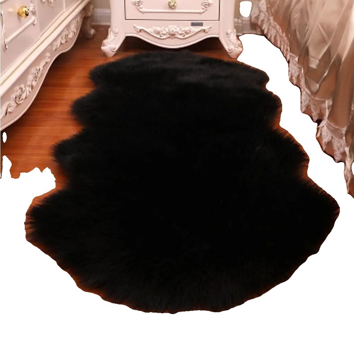 Килим, черен, различни размери, вълнен материал