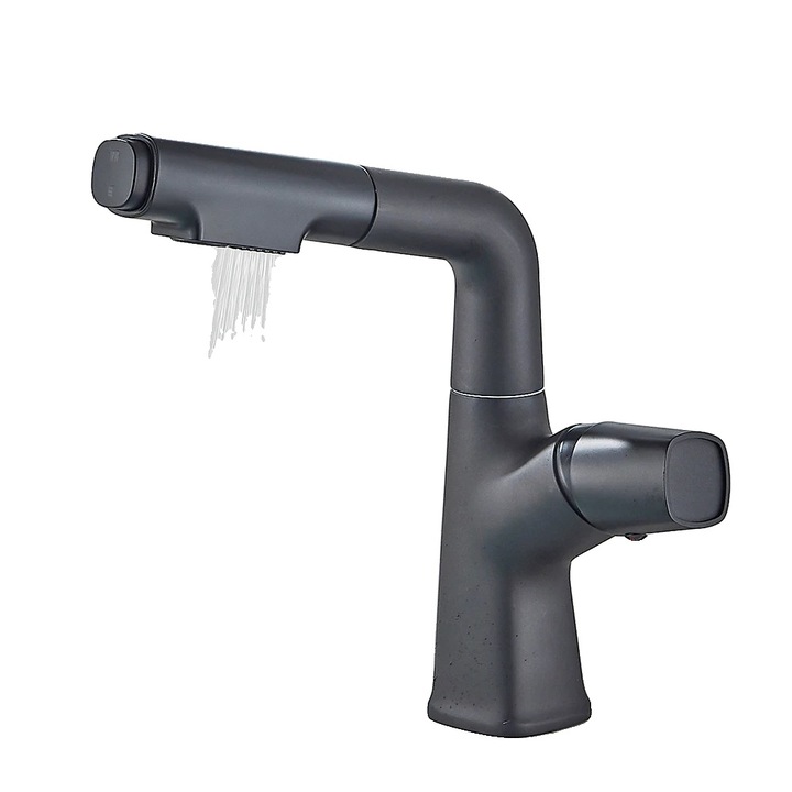 Csaptelep, klasszikus design, mosdópultra szerelhető, fekete, hideg- és melegvíz funkcióval