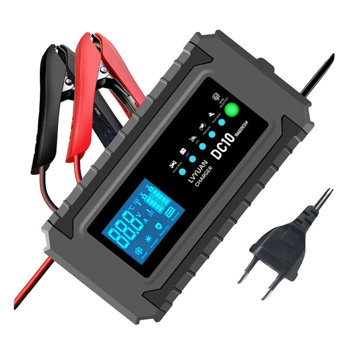 Redresor auto, multi-stage, display digital, priza EU, 180x90x60mm