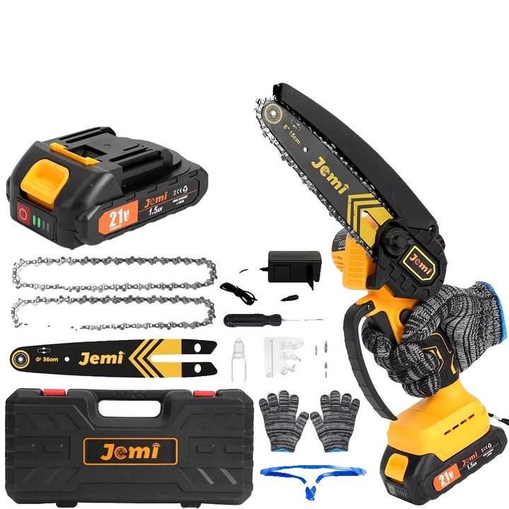 Fierastraie cu lant, Motor fara perii, Lubrifiere automata, Plastic, 1xBaterie