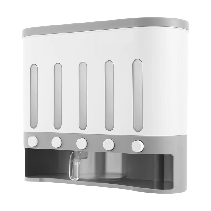 Ételadagoló, 5 rekeszes kialakítás, tartós anyag, szürke és fehér