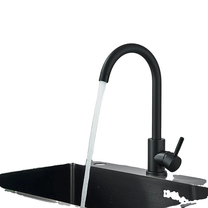 Szaniter csaptelep, 360°-ban forgatható, egykaros, matt fekete