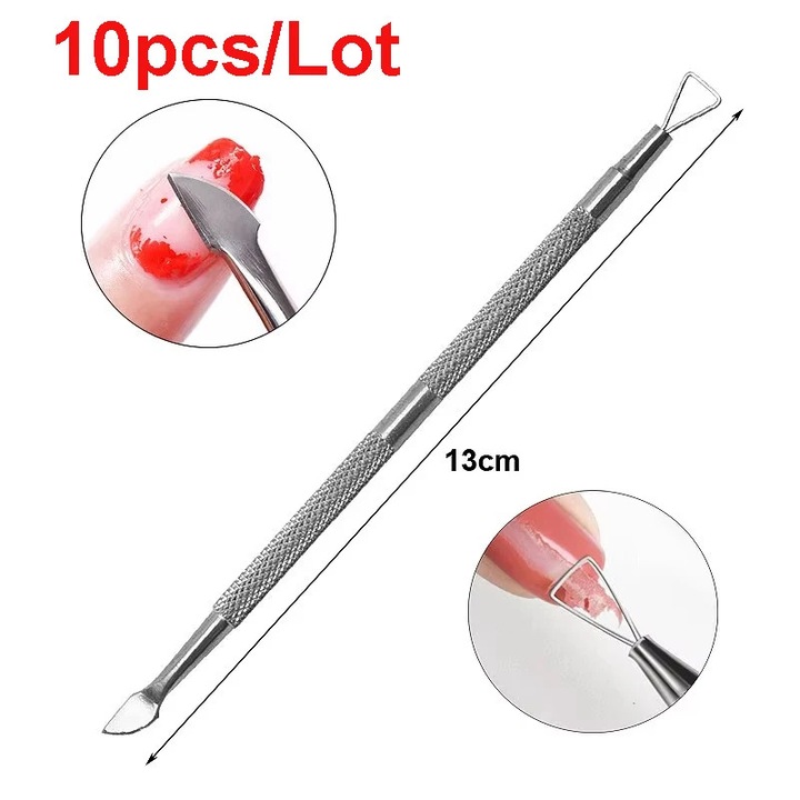 Set 10 Piese Instrumente Unghii, Design Dublu, Otel Inoxidabil, 10cm