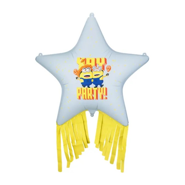 Balon folie, forma de stea, cu ciucuri, Minions, 72 x 72 cm