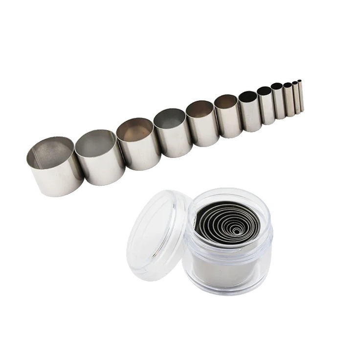 Set de 12 forme circulare din inox, dimensiuni 3-32mm, inaltime 25mm