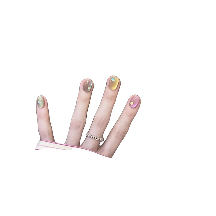 Изкуствени нокти, комплект от 10 броя, лесно нанасяне, многоцветни, размер S