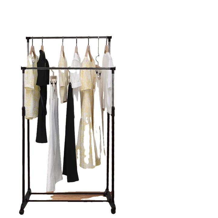 Umeras pentru haine, mobil, inaltime ajustabila, negru, 84x150x42cm