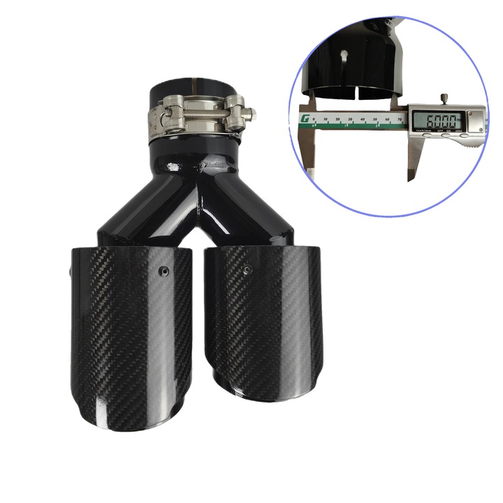 Kipufogó, szénszálas, 60mm-89mm, jobb oldali rögzítés, univerzális