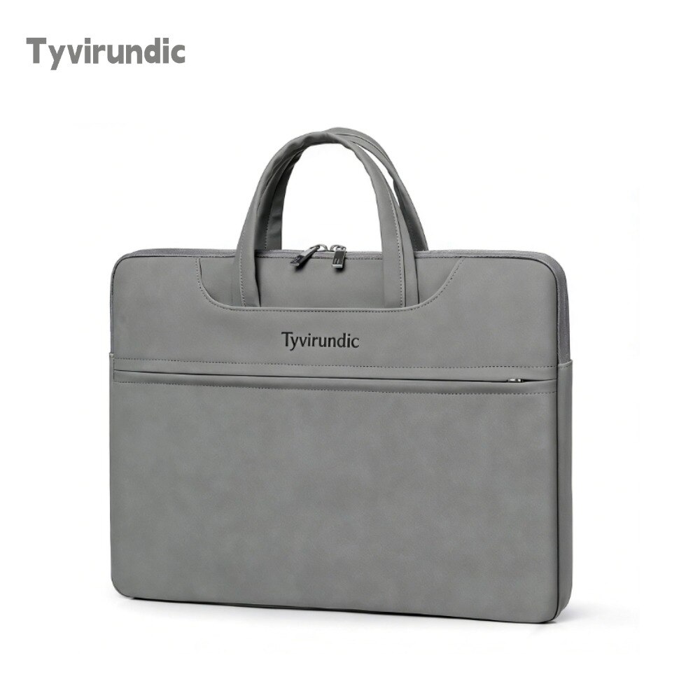 Geanta laptop Tyvirundic, 15.6 inch, design modern, impermeabil, gri inchis, 40x30x3 cm