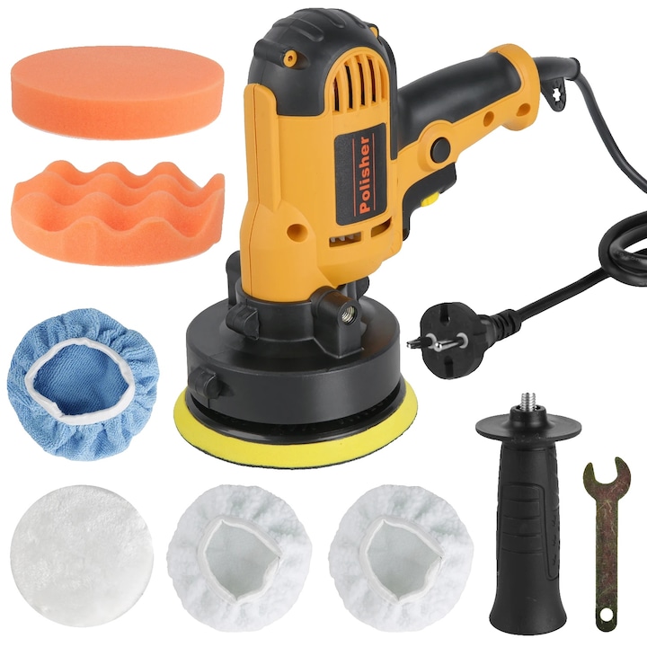 Polírozógép, 600-3700 RPM, sokoldalú kiegészítők, narancs-fekete, 125mm