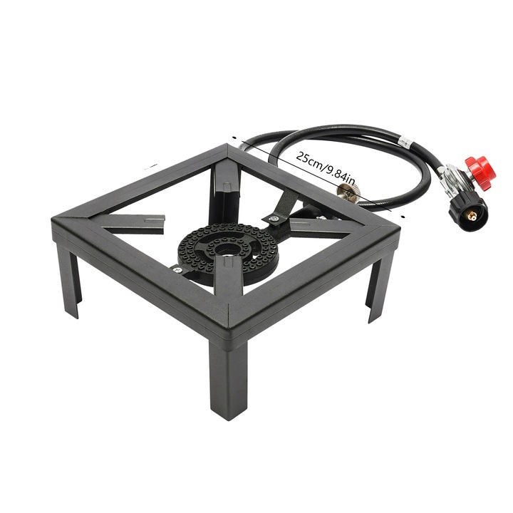 Kemping gázfőző, 8000W, hordozható kivitel, fekete, 25x25x11.5cm