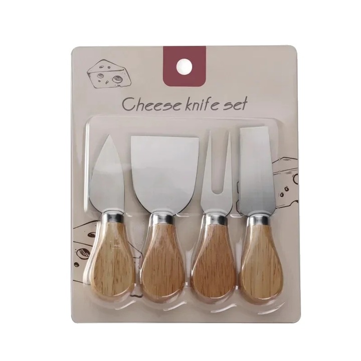 Set 4 spatule pentru unt, inox durabil, design ergonomic, 13.5x2.5cm