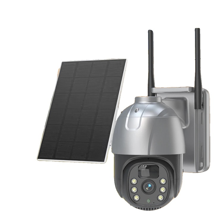 Camera de supraveghere solară, 5MP, detectie miscare AI, viziune nocturnă color, fără fir
