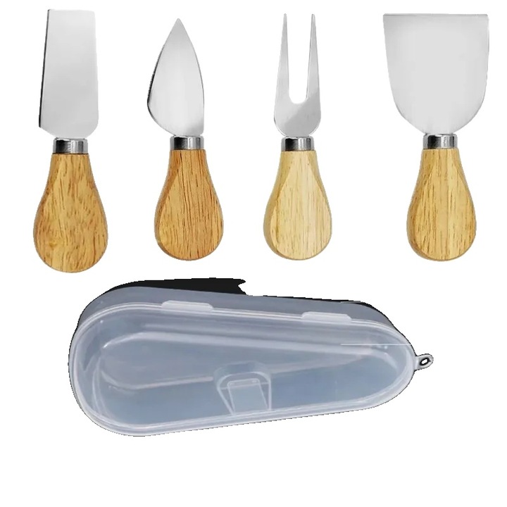 Set 4 bucati, Spatula pentru unt, Otel inoxidabil, Design ergonomic, 13.5x2.5cm