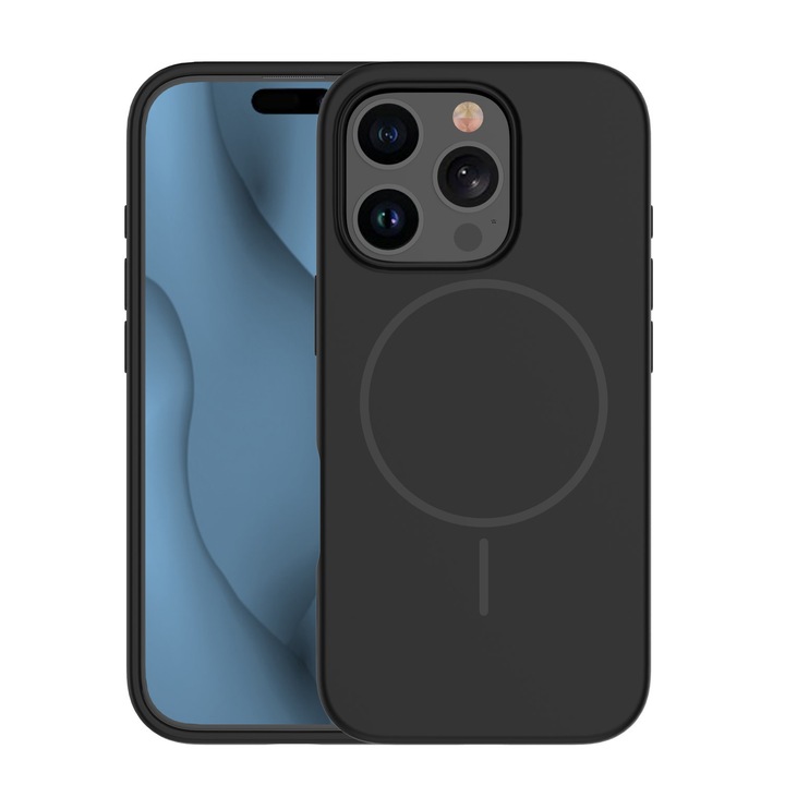 Husa telefon pentru iPhone 13 Pro, silicon subtire, protectie MagSafe, neagra, 6,1"