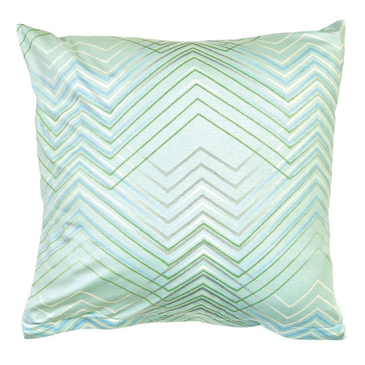 Párnahuzat 40x40cm, DARYMEX, exclusive jersey, zöld cikkcakk, 100% pamut