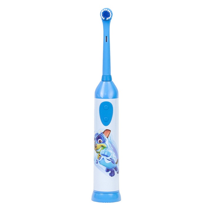 Periuta de dinti electrica pentru copii, model Paw Patrol, set cu 3 capete de schimb, albastru, IPX4