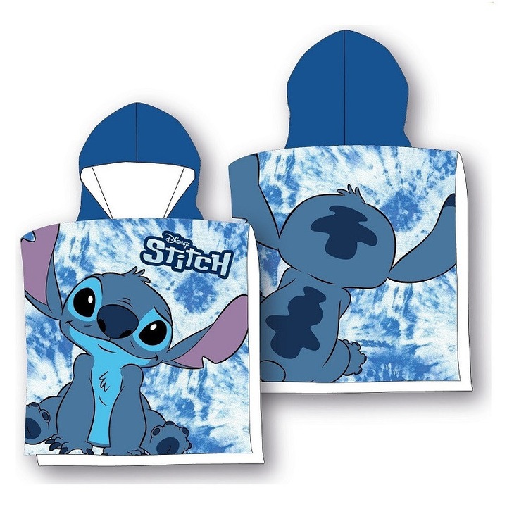 Gyermek fürdőponcsó, FARO, Lilo Stitch, 100% pamut, 55x110cm, kék