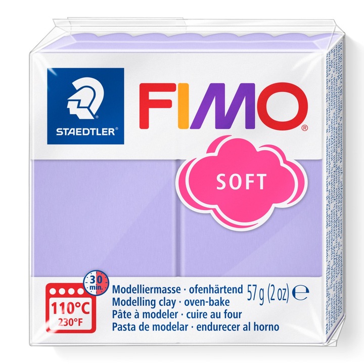 Pasta modelabila FIMO Soft 8020, 57g, culoare violet deschis, set de 8 parti