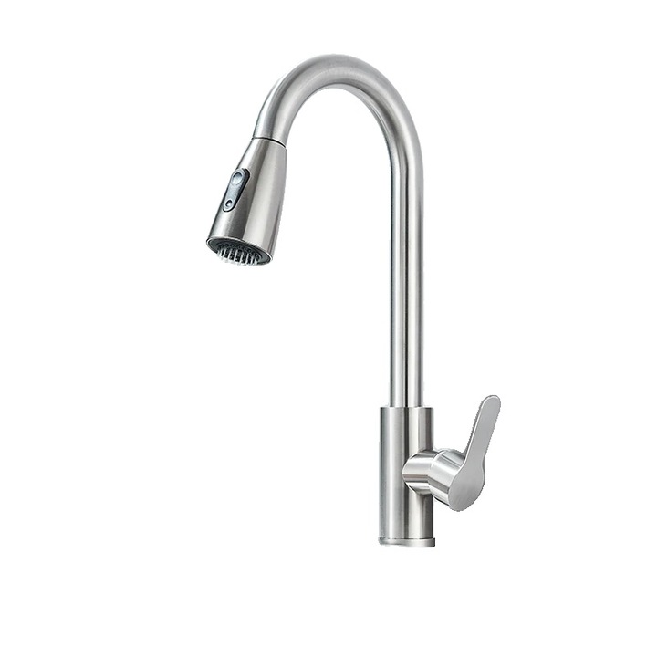 Csaptelep, pultra szerelhető, kihúzható szórófejes, szálcsiszolt nikkel színű