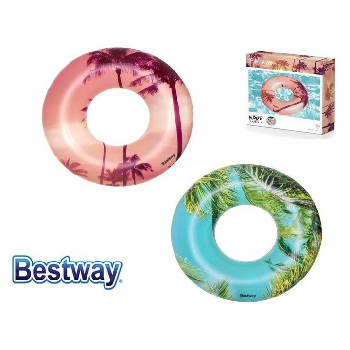 Colac de inot copii, Bestway, model Tropical, 1.2m, multicolor