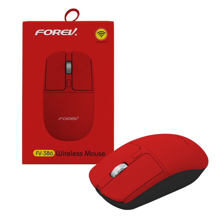 Mouse wireless Forev FV-386, Bluetooth 5.0 si 2.4G, design ergonomic, rosie