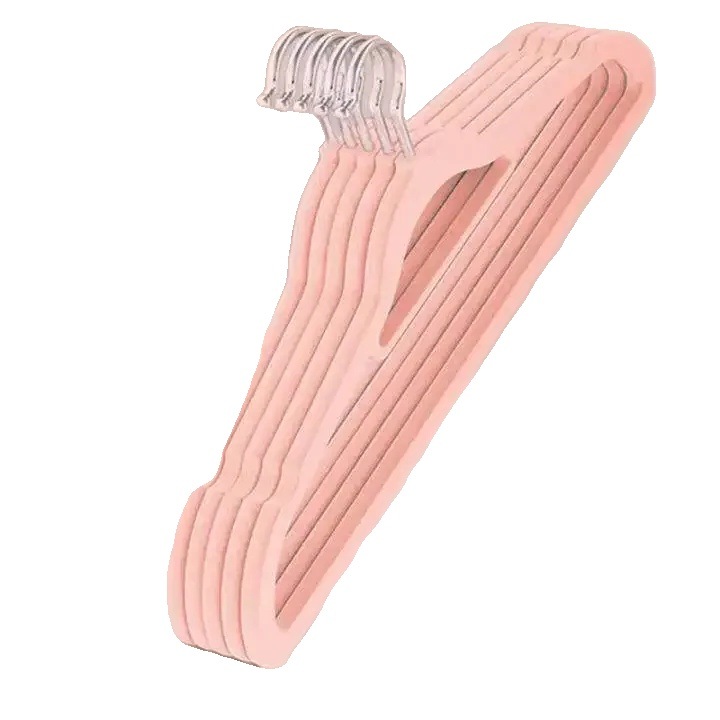 Vállfák ruhákhoz, 10 darabos szett, csúszásgátló kialakítás, rózsaszín, vékony méretek