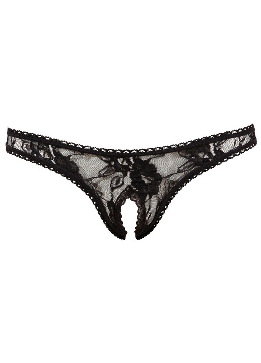 Chiloti tanga, Cottelli Collection Stockings & Hosiery, Negru, Poliester