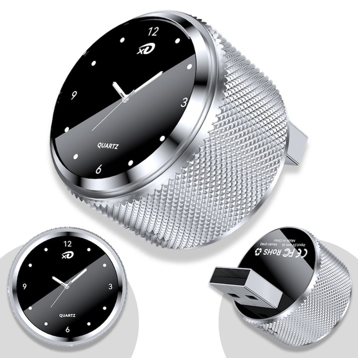 Adaptor Wireless 2-in-1 pentru CarPlay si Android Auto, XiOMAX, USB-A si USB-C, Control Vocal, Design Compact Argintiu