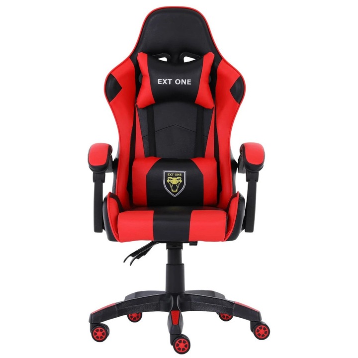 Fotel Gaming Extreme EXT ONE, fekete-piros, méretek 50x49cm, maximális magasság 133cm, 2 párnás szett