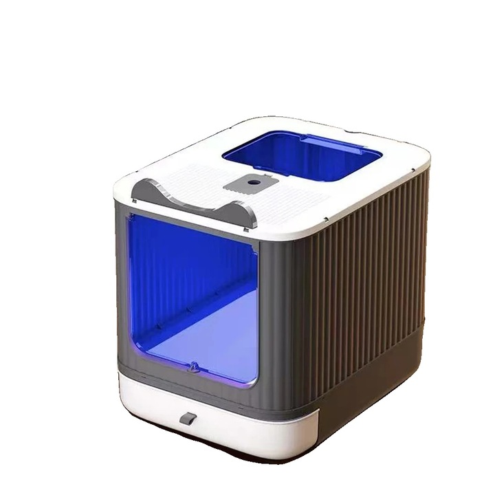 Litiere alba, design versatil, sterilizare UV, 44.5x36.5x34.5cm