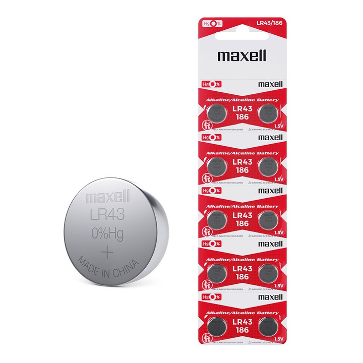Baterii Maxell LR43 set 10 buc, pentru gadgeturi, culoare: multicolor, dimensiune: standard
