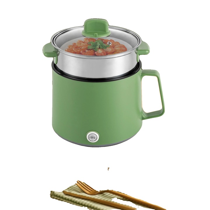 Oala electrica, 1.7L, 2 straturi, inox, verde, 17x17x25cm