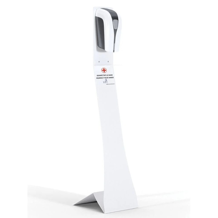 STAND UP fertőtlenítő állvány, állítható tartóval, matt fehér színben, méretei: 31,4x25x117,8cm