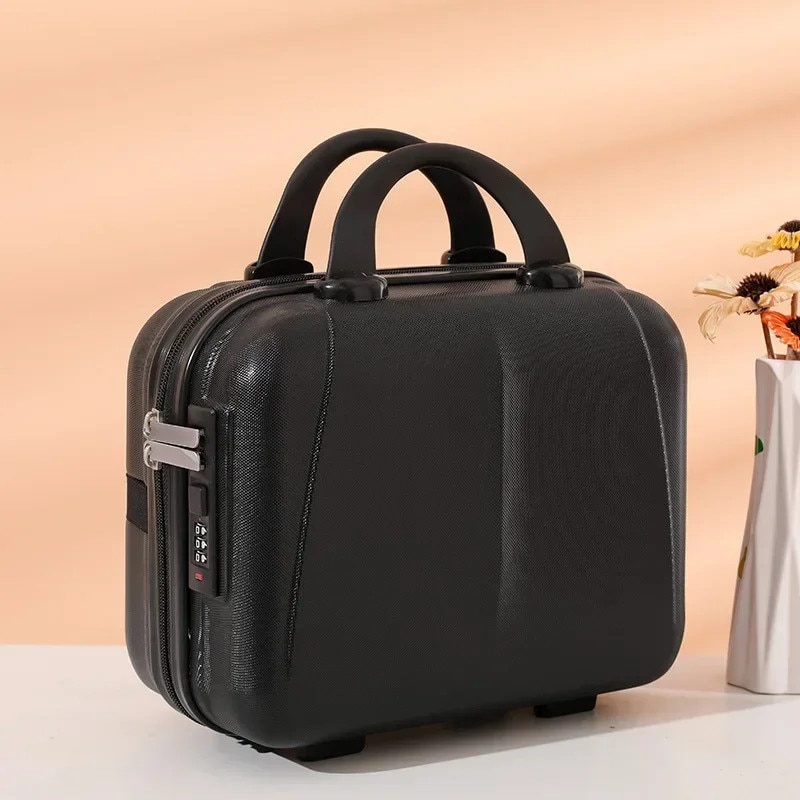 Geanta laptop, design compact, inchidere cu fermoar dublu, neagra, 14 inch, set de calatorie