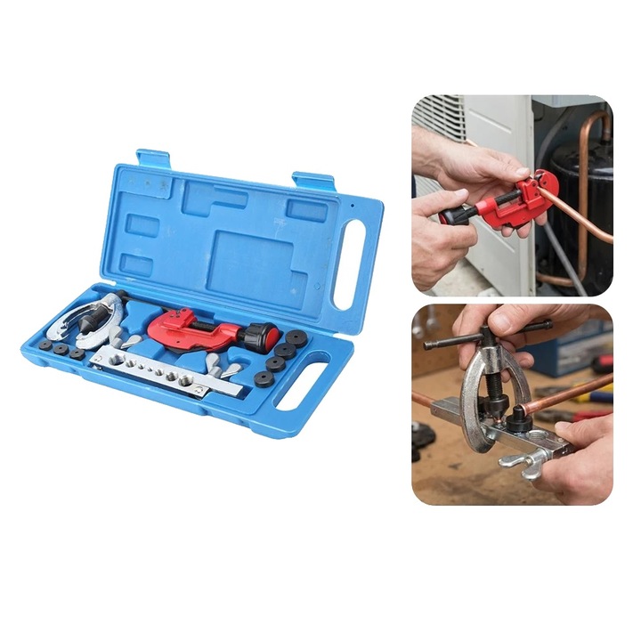 Пълен комплект инструменти за развалцоване, стомана, адаптери 5/8 инча-1/2 инча, макс. капацитет 3-30 мм