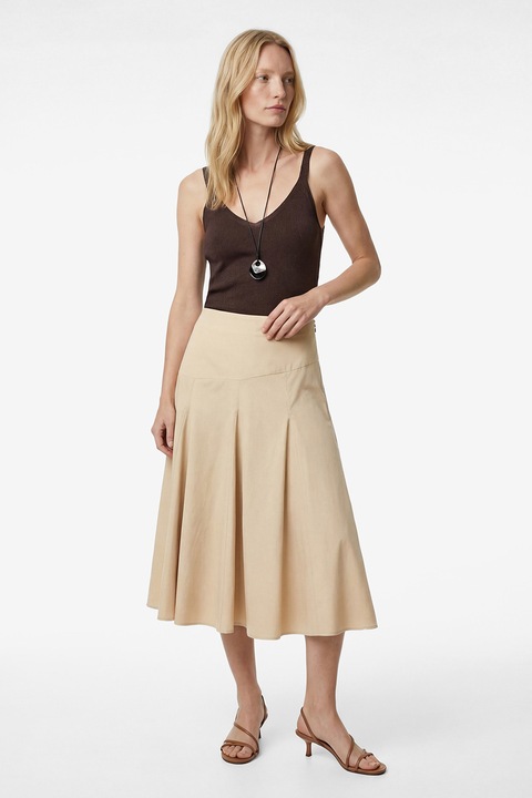 KOTON, Fusta midi evazata, Bej