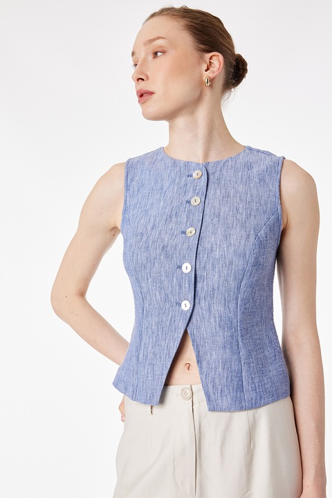 KOTON, Vesta cu decolteu la baza gatului, Albastru prafuit, 34