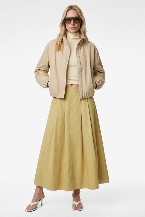 KOTON, Fusta evazata din bumbac, Verde pal