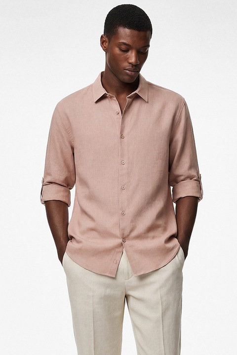 KOTON, Camasa regular fit de bumbac, Roz prafuit