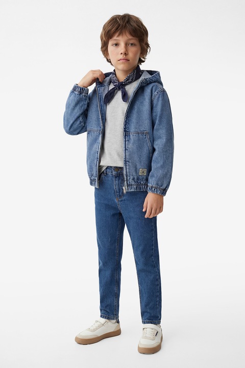 KOTON, Blugi regluar-fit cu talie inalta, Albastru inchis