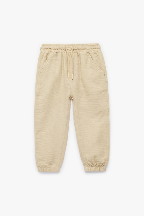 KOTON, Pantaloni de trening cu snur si buzunare, Bej