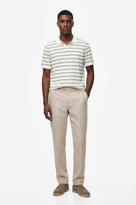 KOTON, Tricou polo in dungi, Alb/Verde